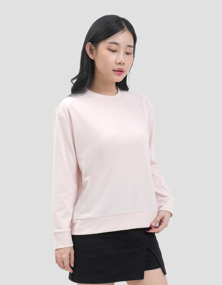 Suko Fleece Kerah Bulat Lengan Panjang Kaos Wanita