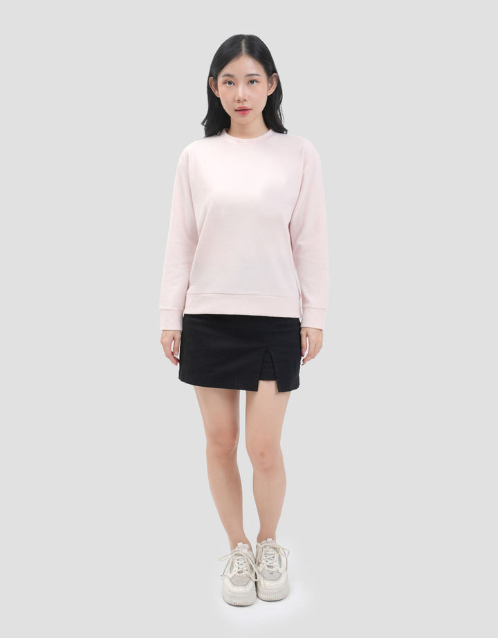 Suko Fleece Kerah Bulat Lengan Panjang Kaos Wanita