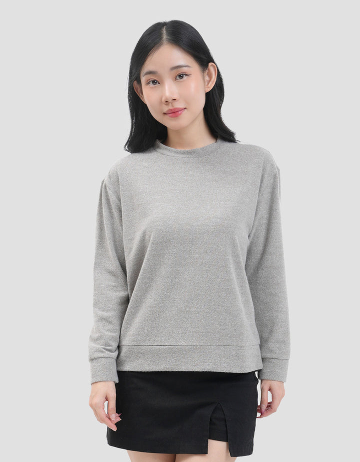 Suko Fleece Kerah Bulat Lengan Panjang Kaos Wanita