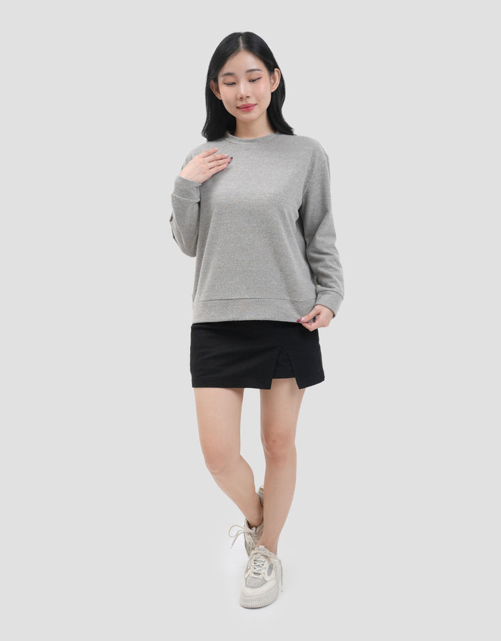 Suko Fleece Kerah Bulat Lengan Panjang Kaos Wanita