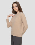 Suko Fleece Kerah Bulat Lengan Panjang Kaos Wanita