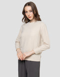 Suko Fleece Kerah Bulat Lengan Panjang Kaos Wanita