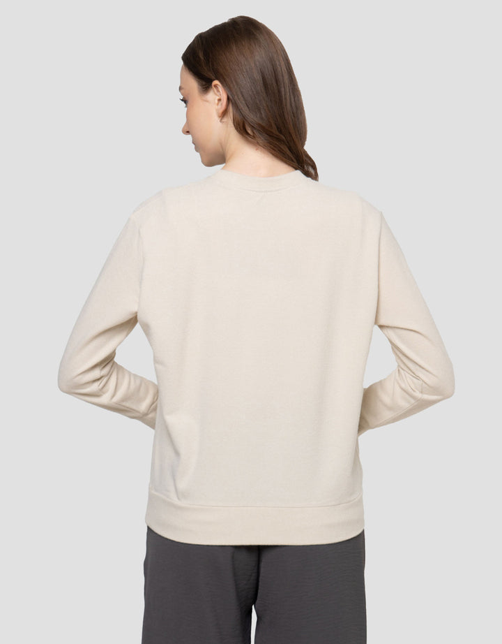Suko Fleece Kerah Bulat Lengan Panjang Kaos Wanita