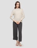 Suko Fleece Kerah Bulat Lengan Panjang Kaos Wanita