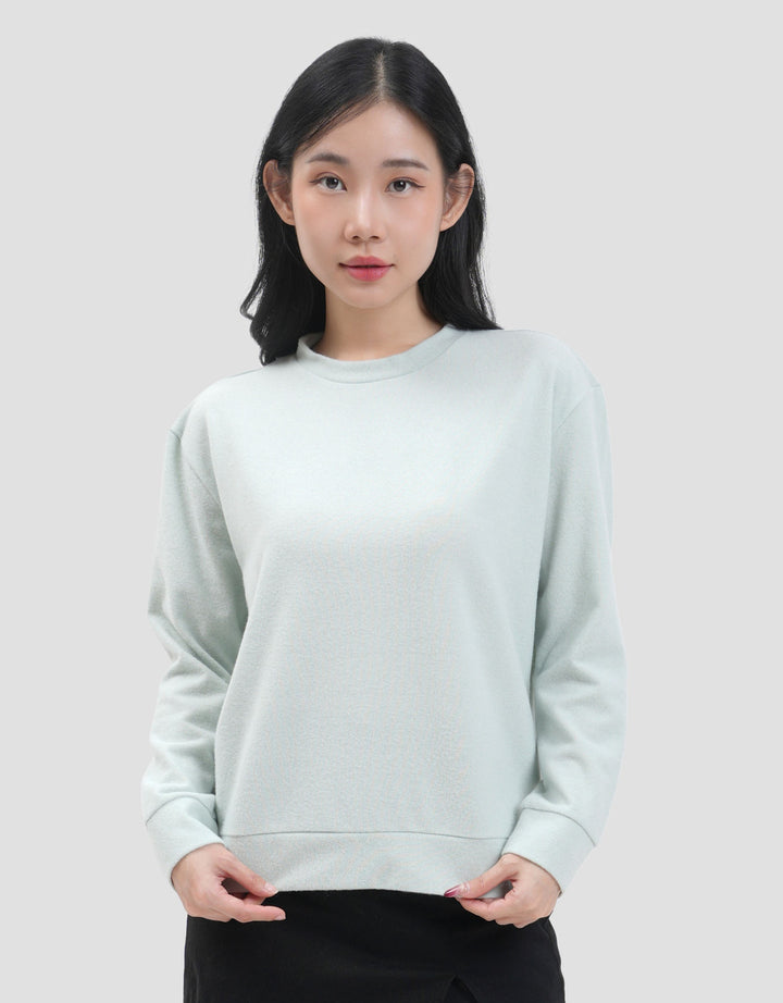 Suko Fleece Kerah Bulat Lengan Panjang Kaos Wanita