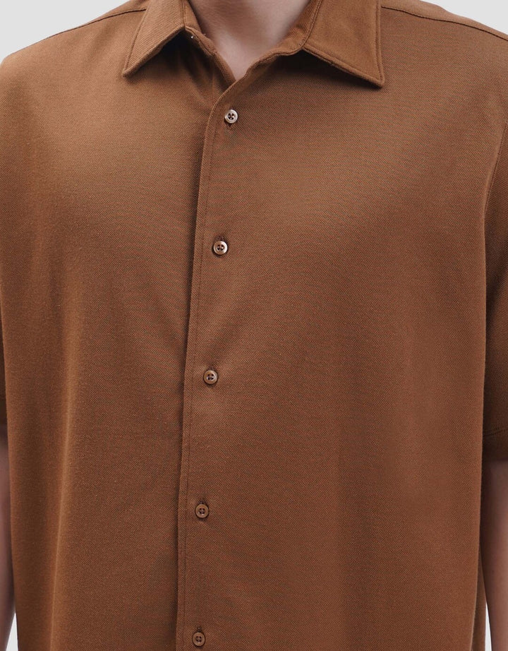 Suko Solid Full Button Lengan Pendek Kaos Polo Pria