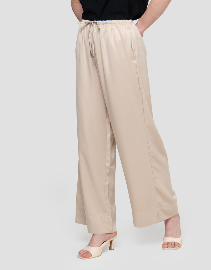 Connexion Sateen Twill Straight Trouser With Stopper Celana Wanita