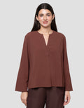 Connexion V Neck Flap Drytech Blouse Lengan Panjang Wanita