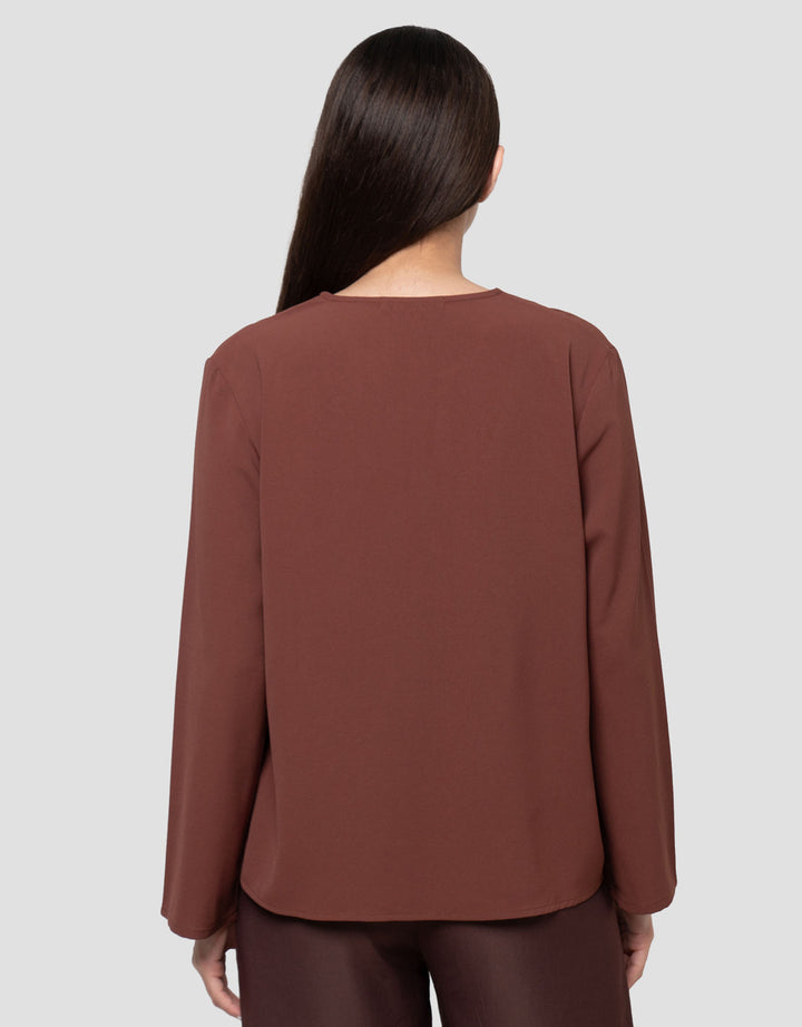 Connexion V Neck Flap Drytech Blouse Lengan Panjang Wanita