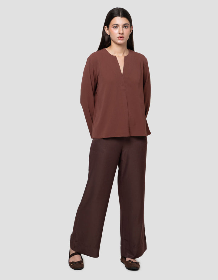Connexion V Neck Flap Drytech Blouse Lengan Panjang Wanita
