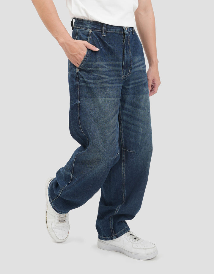 Nevada Barrel Fit Washed Celana Denim Pria