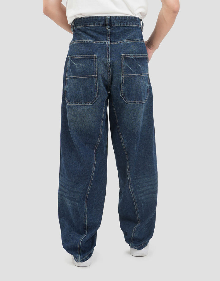 Nevada Barrel Fit Washed Celana Denim Pria