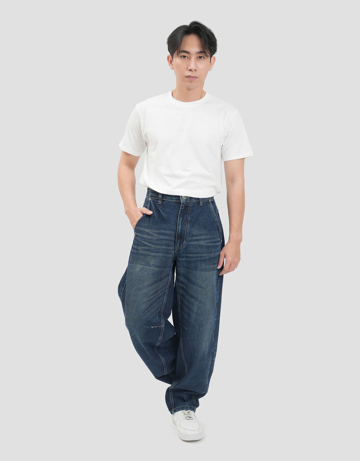 Nevada Barrel Fit Washed Celana Denim Pria