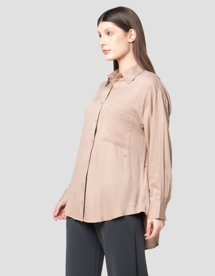 Annisa Solid With Adjustable Button Kemeja Wanita