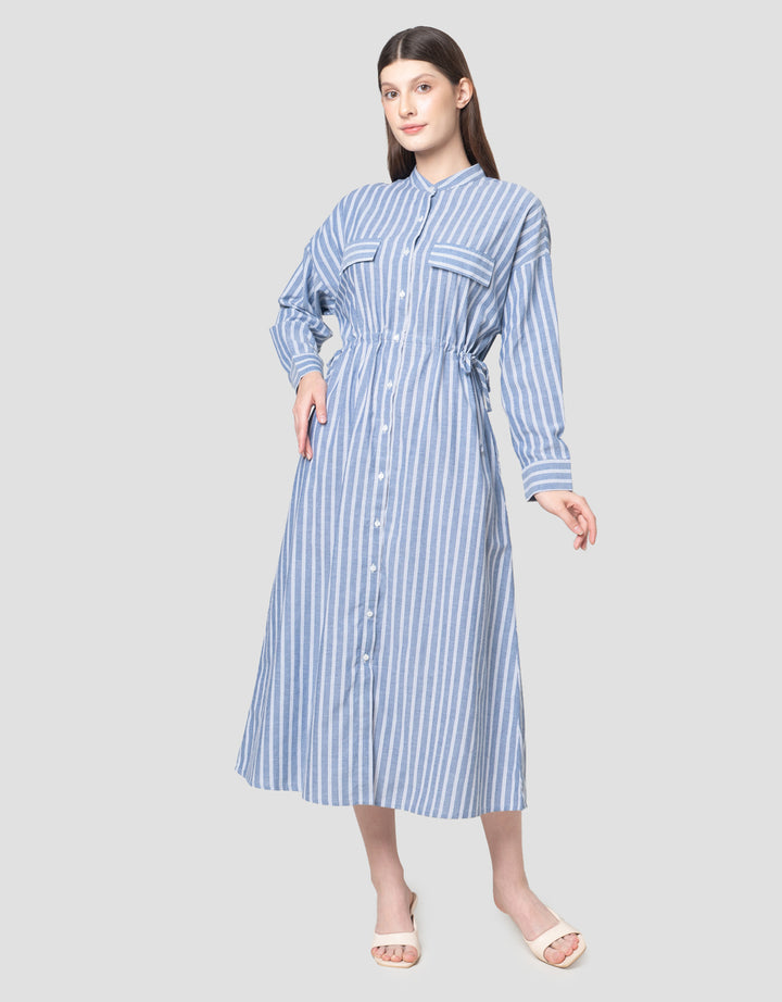 Annisa Stripe Print Maxi Dress Wanita