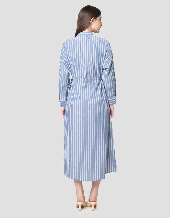 Annisa Stripe Print Maxi Dress Wanita