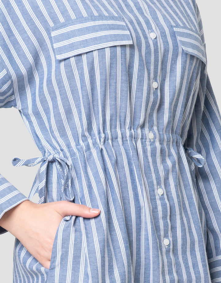 Annisa Stripe Print Maxi Dress Wanita