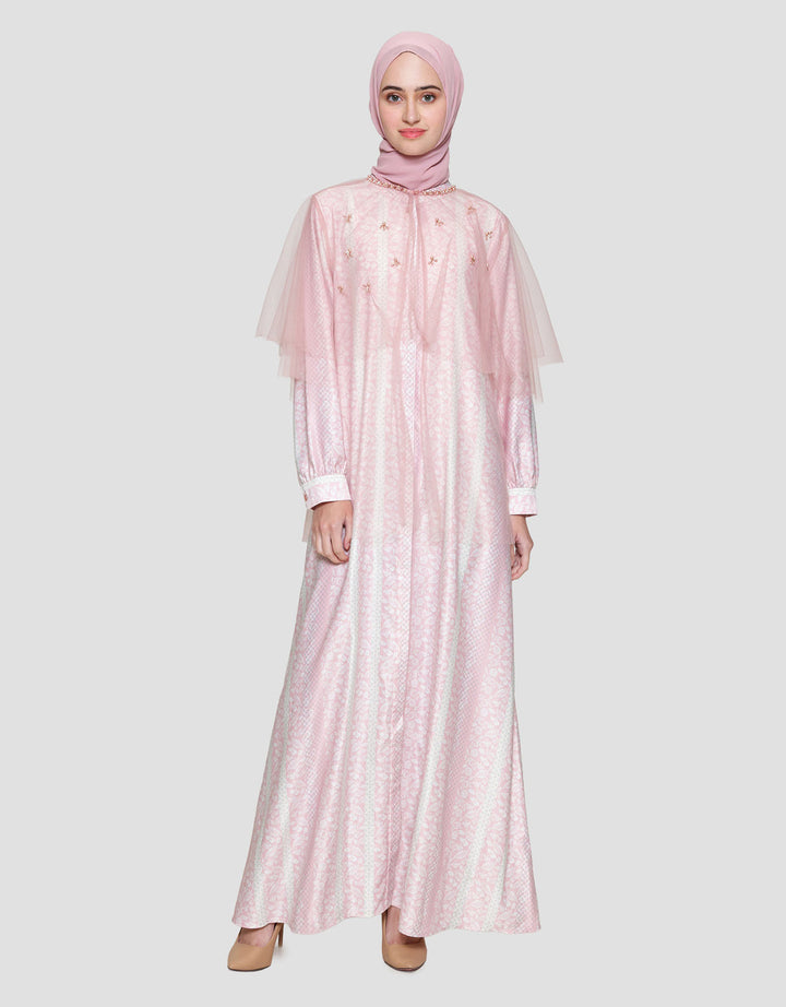 Annisa Double Layer Tulle Cape Maxi Dress Wanita