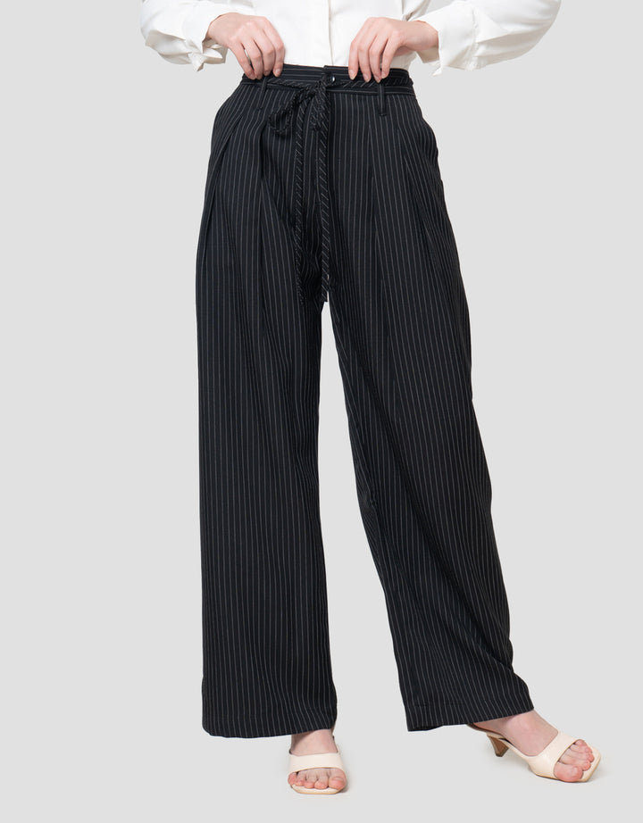 Annisa Wide Leg Stripe Printed Celana Panjang Wanita