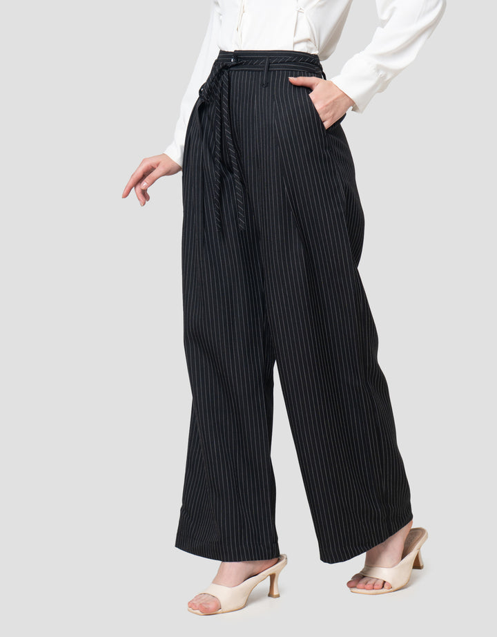 Annisa Wide Leg Stripe Printed Celana Panjang Wanita