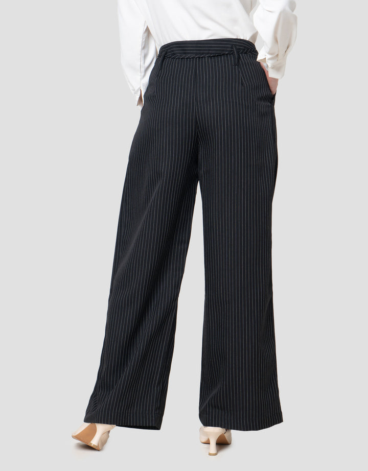 Annisa Wide Leg Stripe Printed Celana Panjang Wanita