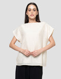 Connexion Draped Neck Pleats Textured Blouse Wanita