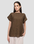 Connexion Draped Neck Pleats Textured Blouse Wanita
