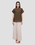 Connexion Draped Neck Pleats Textured Blouse Wanita