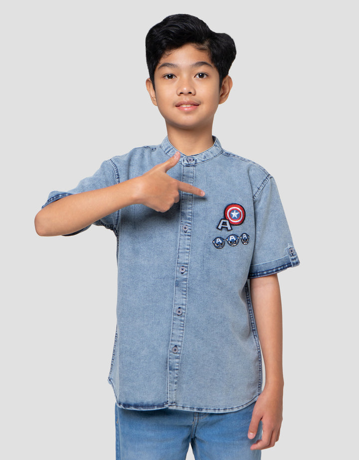 Marvel Denim Capt America Kemeja Koko Anak Laki-laki