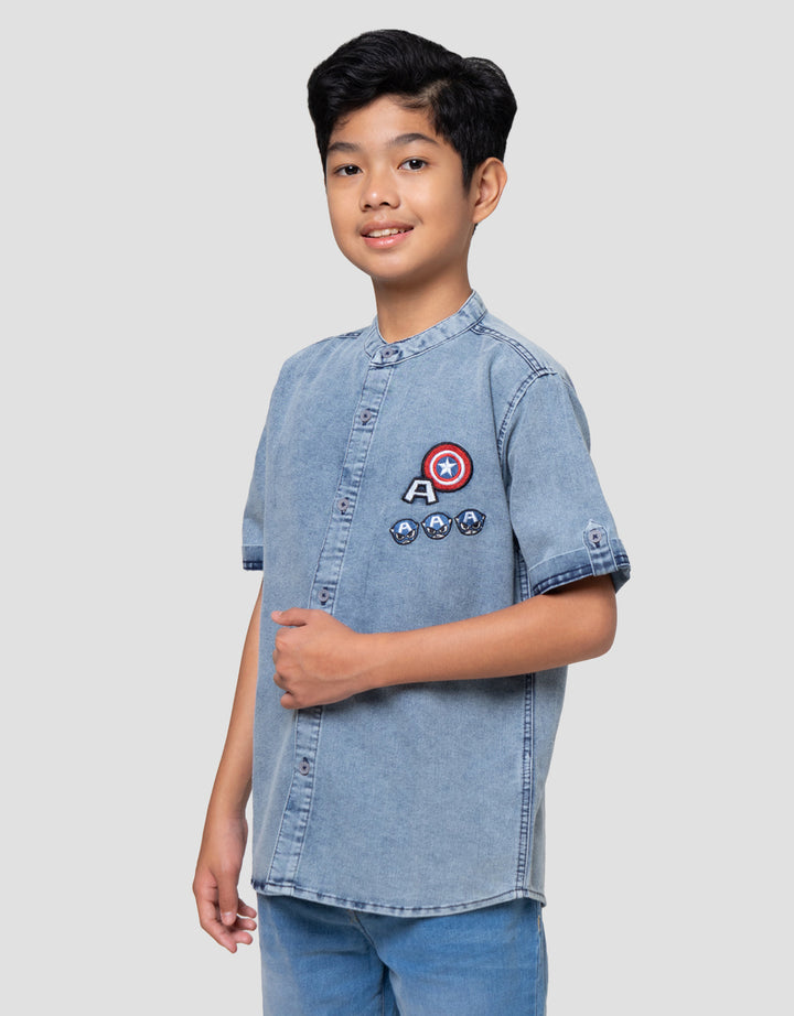 Marvel Denim Capt America Kemeja Koko Anak Laki-laki