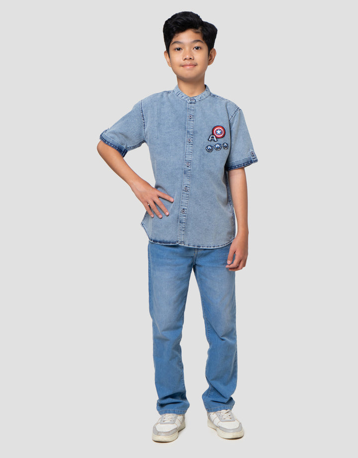 Marvel Denim Capt America Kemeja Koko Anak Laki-laki