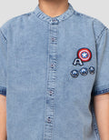 Marvel Denim Capt America Kemeja Koko Anak Laki-laki