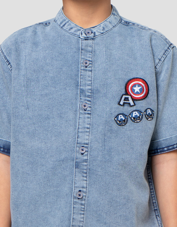 Marvel Denim Capt America Kemeja Koko Anak Laki-laki
