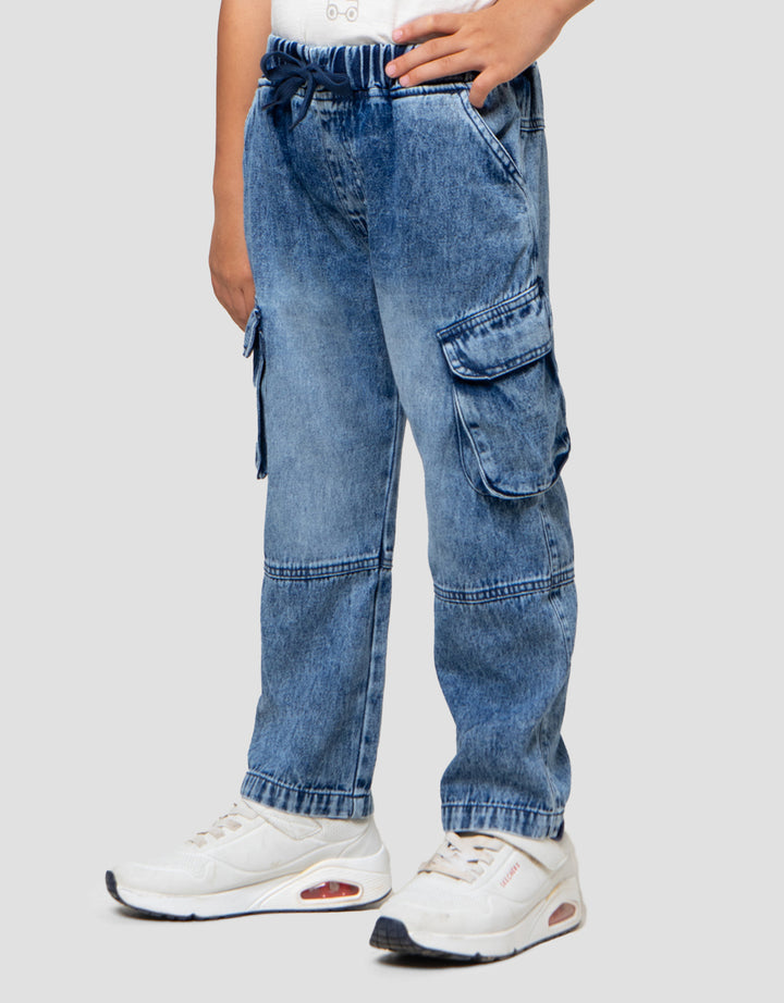 Little M Ktg Cargo Samping Celana Denim Anak Laki-laki
