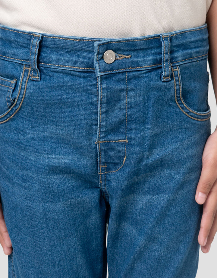 Little M Strecth Whisker Celana Denim Anak Laki-laki
