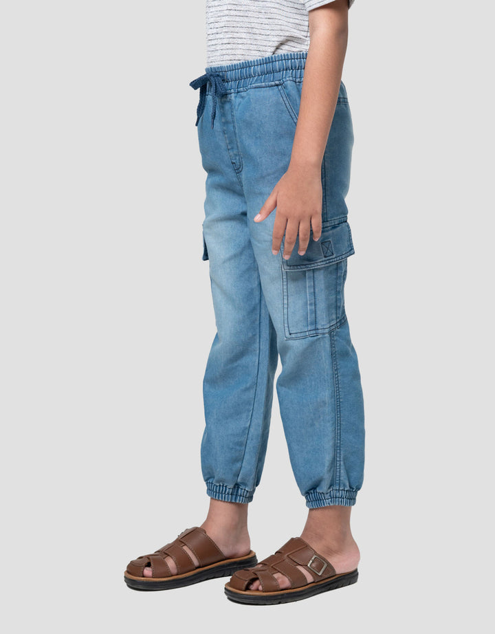 Little M Kantong Tutup Joger Denim Anak Laki-laki