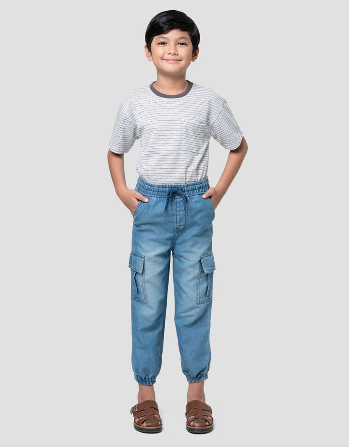 Little M Kantong Tutup Joger Denim Anak Laki-laki