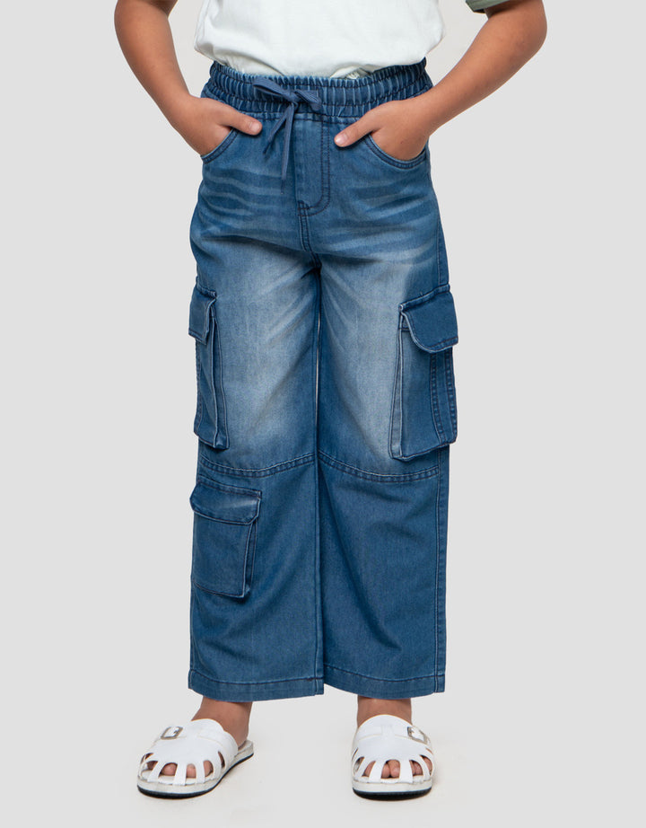 Little M 3 D Cargo Celana Panjang Denim Anak Laki-laki