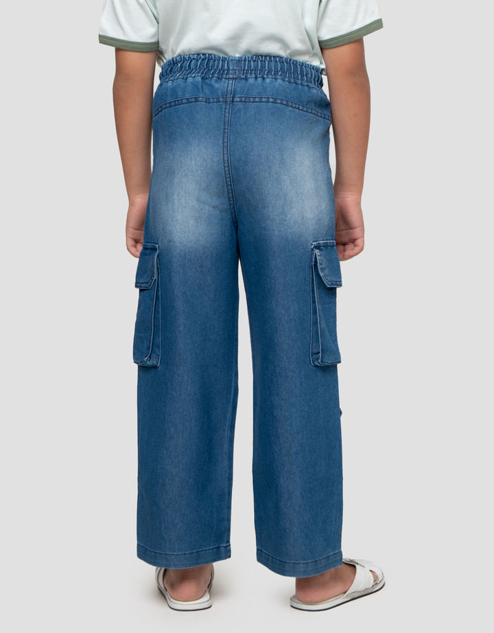 Little M 3 D Cargo Celana Panjang Denim Anak Laki-laki