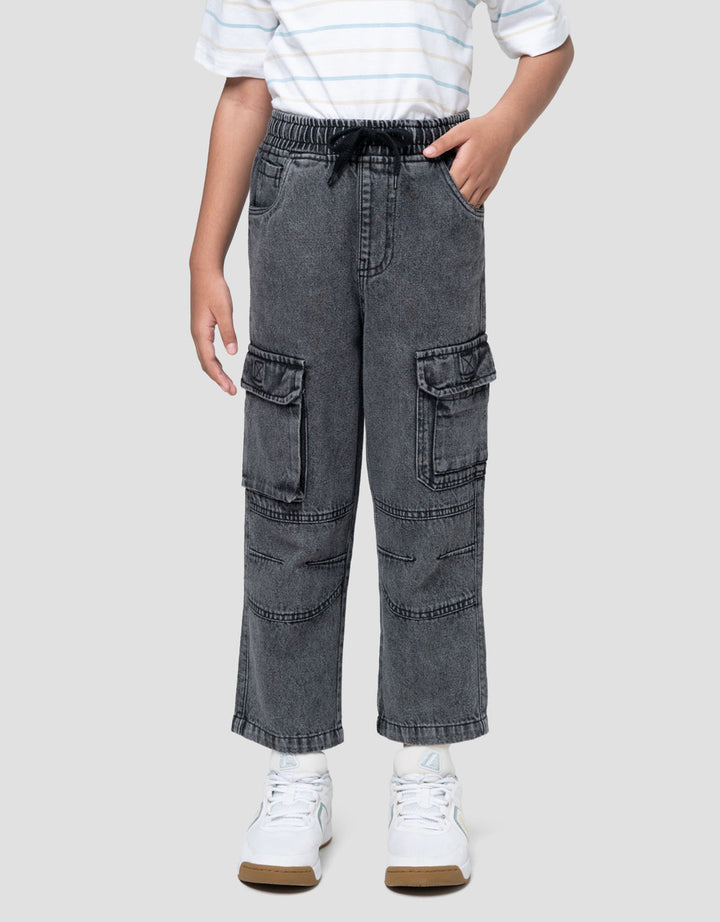 Little M Reg 3 D Cargo Cut Sewn Celana Denim Anak Laki-laki