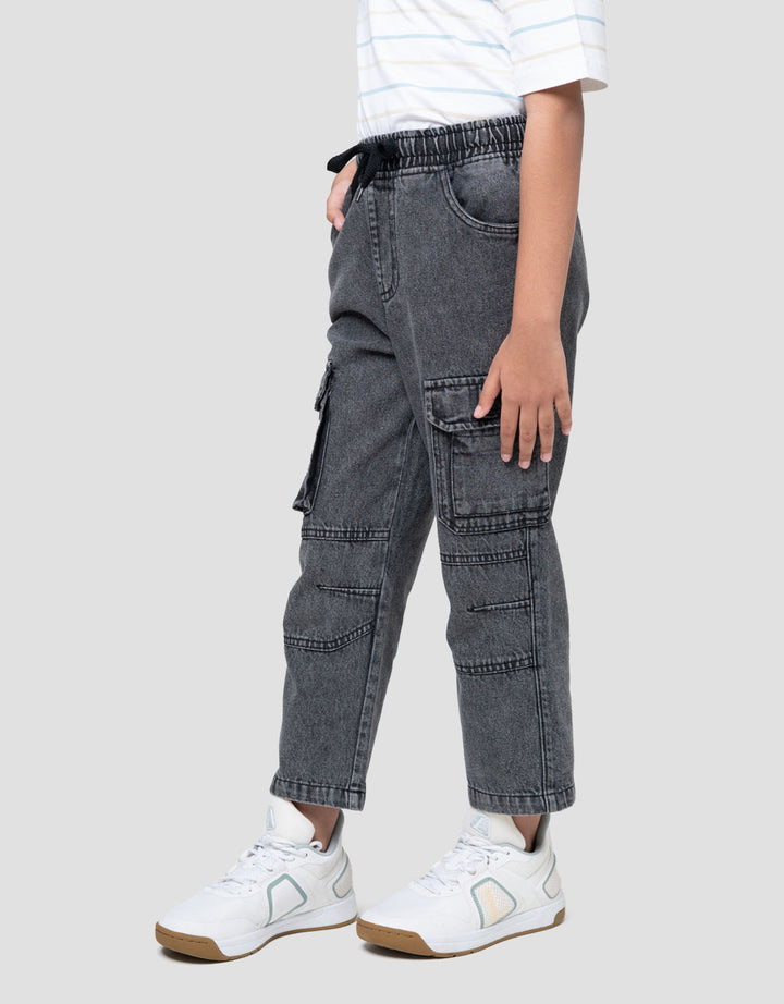 Little M Reg 3 D Cargo Cut Sewn Celana Denim Anak Laki-laki