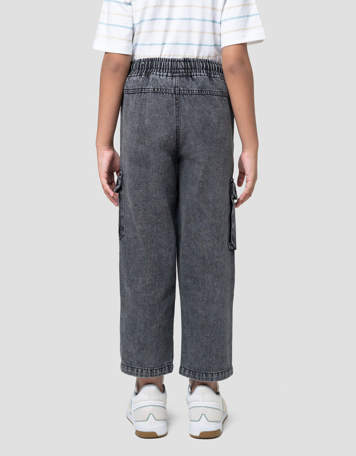 Little M Reg 3 D Cargo Cut Sewn Celana Denim Anak Laki-laki
