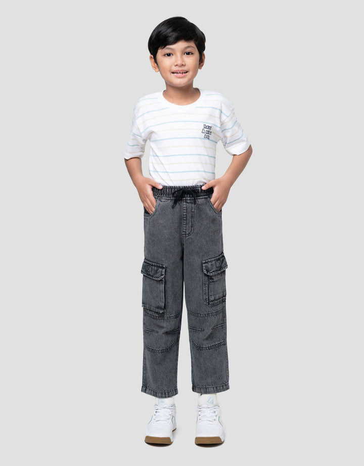 Little M Reg 3 D Cargo Cut Sewn Celana Denim Anak Laki-laki