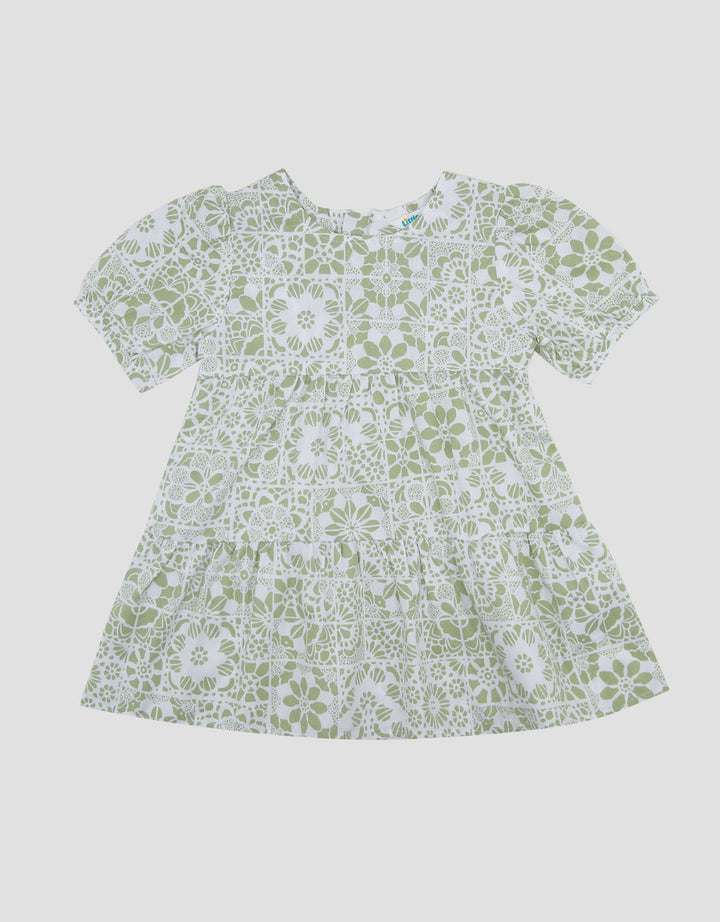 Little M Woven Print Flowers Etnik Midi Dress Bayi