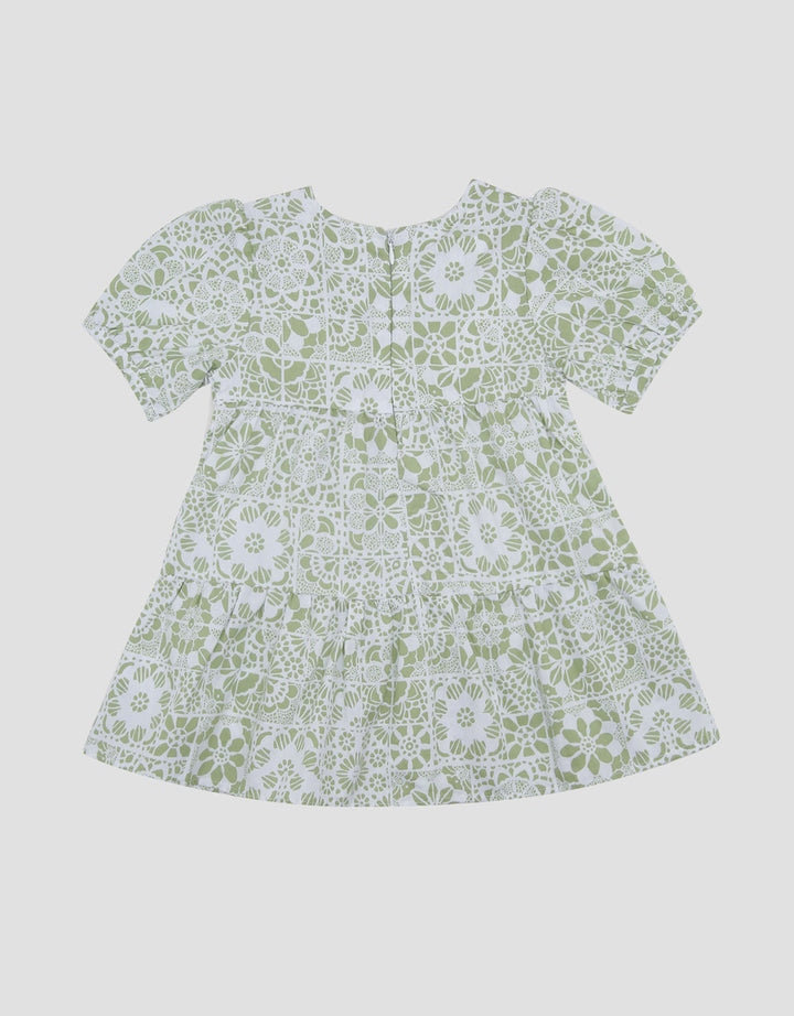 Little M Woven Print Flowers Etnik Midi Dress Bayi