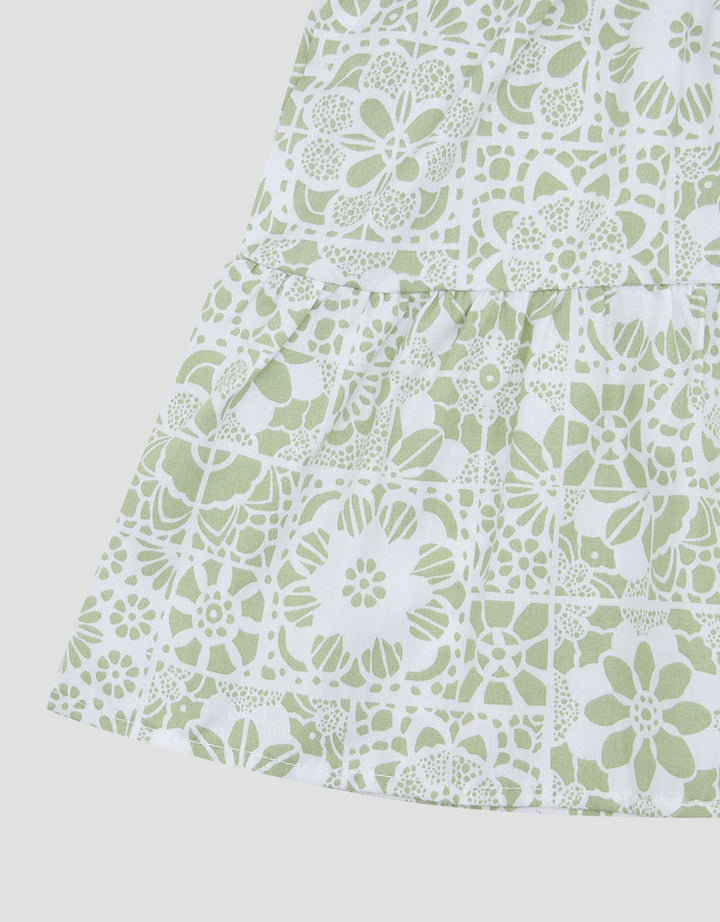 Little M Woven Print Flowers Etnik Midi Dress Bayi