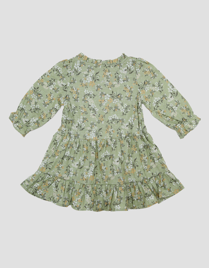 Little M Woven Print Flowers Midi Dress Bayi