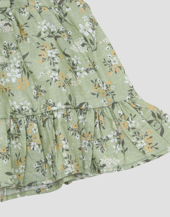 Little M Woven Print Flowers Midi Dress Bayi