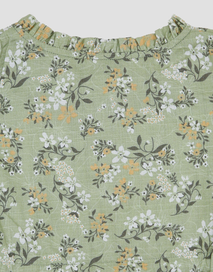 Little M Woven Print Flowers Midi Dress Bayi