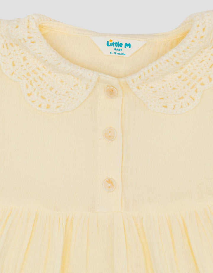 Little M Woven Double Layer Kerah Dress Bayi